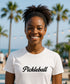 Pickleball Classic Script by Pepini Pickleball — white Casual Wear Pickleball T-Shirt front view